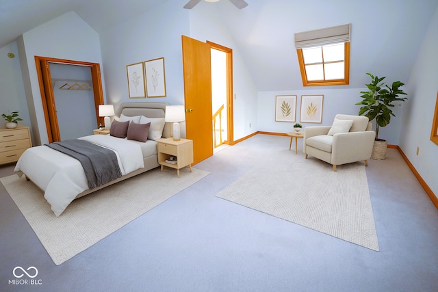 3363 Paddington Dr, Columbus, IN 47203 - bedroom with vaulted ceiling, carpet, and a ceiling fan