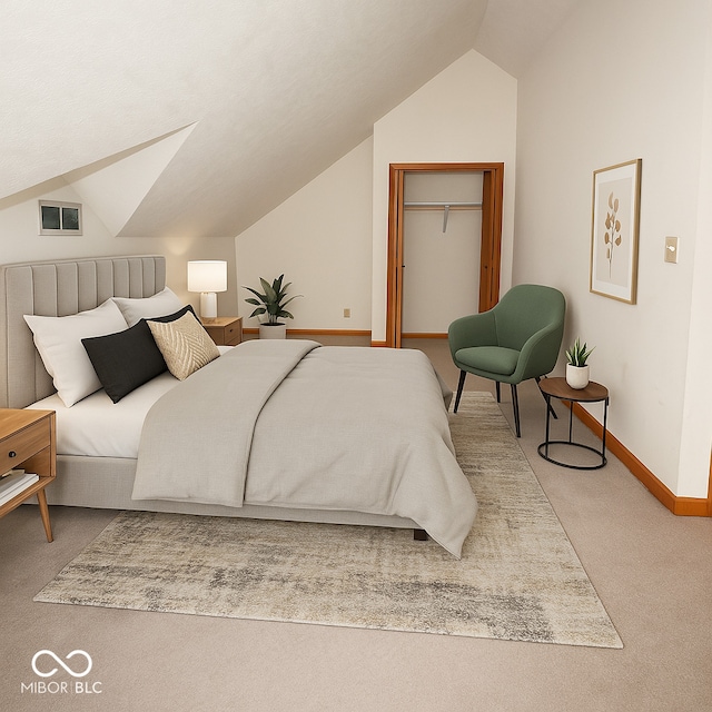3363 Paddington Dr, Columbus, IN 47203 - bedroom with vaulted ceiling and carpet floors