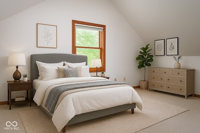 3363 Paddington Dr, Columbus, IN 47203 - bedroom with lofted ceiling and light carpet