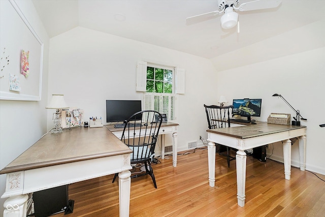 6280 N Chester Ave, Indianapolis, IN 46220 - office space featuring vaulted ceiling, ceiling fan, and light wood finished floors