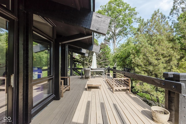 1616 W 116th St, Carmel, IN 46032 - wooden deck with outdoor dining area