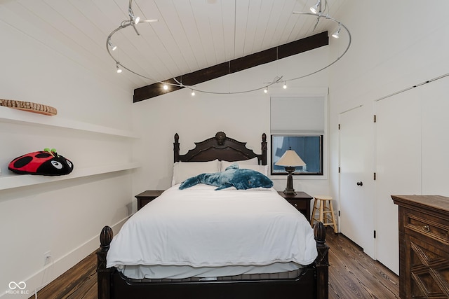 1616 W 116th St, Carmel, IN 46032 - bedroom with wood finished floors and a wood ceiling with exposed beams