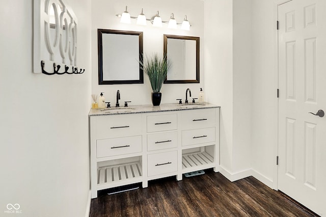 6298 Briargate Dr, Zionsville, IN 46077 - full bathroom featuring wood finished floors and double vanity
