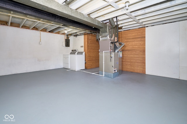 2606 Shakespeare Dr, Southport, IN 46227 - unfinished below grade area featuring independent washer and dryer, electric panel, and heating unit
