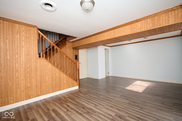 2606 Shakespeare Dr, Southport, IN 46227 - finished basement with stairway, wood finished floors, and wood walls