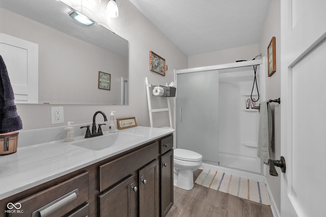3101 N Washington Blvd, Indianapolis, IN 46205 - full bathroom with vanity, a shower stall, and wood finished floors