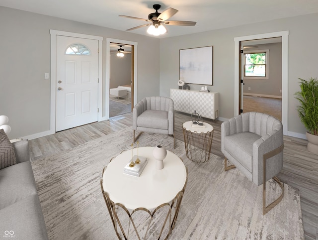 29 N State Road 29, Michigantown, IN 46057 - living area featuring a ceiling fan and light wood finished floors