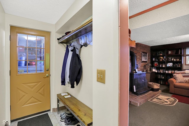2777 S 600 E, Franklin, IN 46131 - mudroom with a textured ceiling and a wood stove