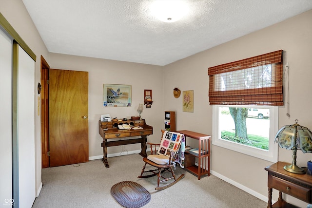 2777 S 600 E, Franklin, IN 46131 - living area featuring carpet, an office area, and a textured ceiling