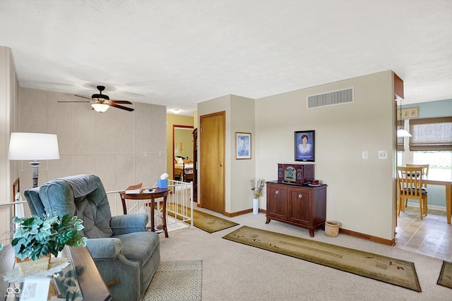 2777 S 600 E, Franklin, IN 46131 - carpeted living room featuring a ceiling fan and baseboards