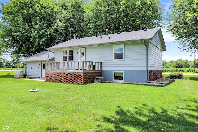 2777 S 600 E, Franklin, IN 46131 - back of house with a deck, a yard, and roof with shingles