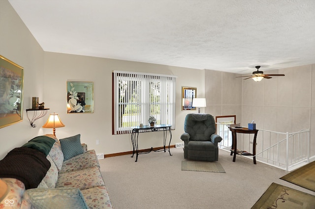 2777 S 600 E, Franklin, IN 46131 - living area featuring carpet floors, ceiling fan, and a textured ceiling