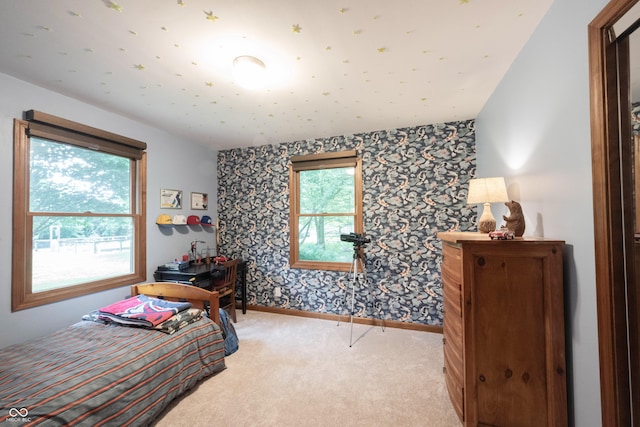 3711 Tara Ct, Carmel, IN 46074 - bedroom with light colored carpet and wallpapered walls