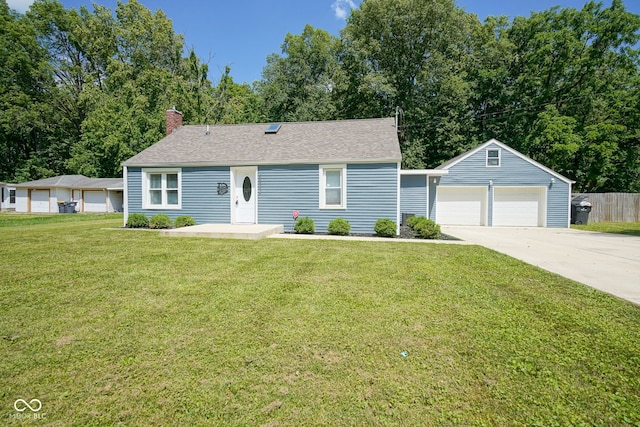 5902 Oak Ln, Anderson, IN 46013 - ranch-style home featuring a garage, a chimney, driveway, and a shingled roof