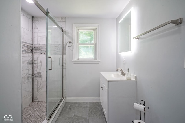5902 Oak Ln, Anderson, IN 46013 - bathroom featuring vanity and a shower stall
