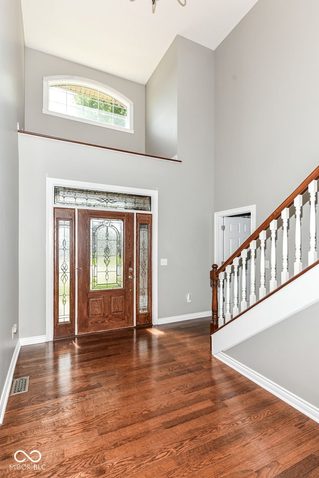 3050 Montgomery Blvd, Lapel, IN 46051 - entrance foyer featuring a high ceiling, wood finished floors, and stairs