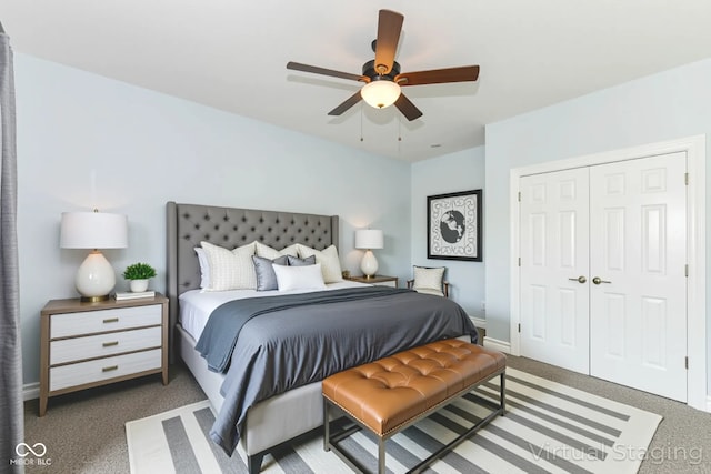 3050 Montgomery Blvd, Lapel, IN 46051 - bedroom with carpet floors, a closet, and a ceiling fan
