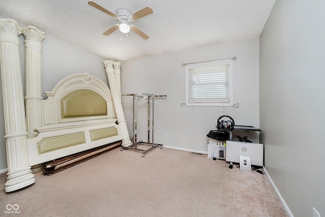 4020 Eisenhower Dr, Indianapolis, IN 46254 - exercise area with carpet and a ceiling fan