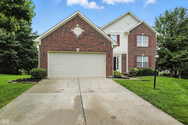 13264 Penneagle Dr, Carmel, IN 46033 - traditional-style home featuring brick siding, a front lawn, and driveway
