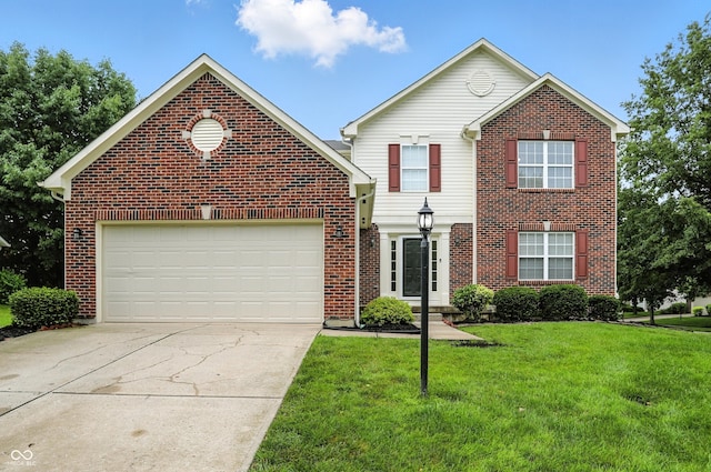 13264 Penneagle Dr, Carmel, IN 46033 - traditional-style house featuring driveway, brick siding, a front lawn, and a garage