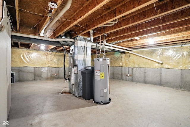 13264 Penneagle Dr, Carmel, IN 46033 - unfinished below grade area featuring electric water heater and heating unit