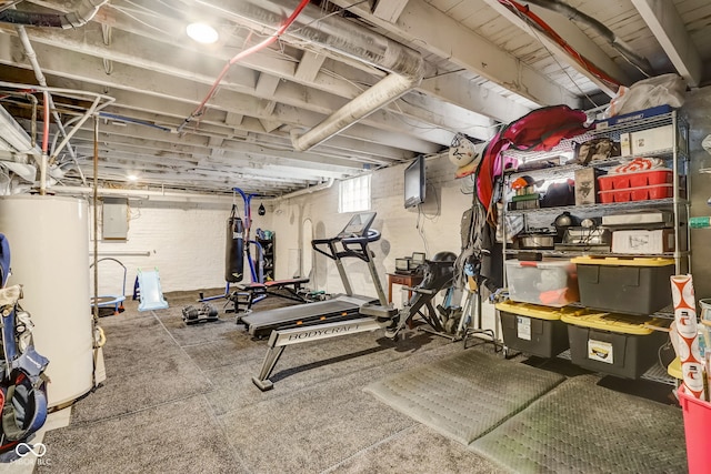2332 Central Ave, Indianapolis, IN 46205 - workout area featuring water heater and electric panel