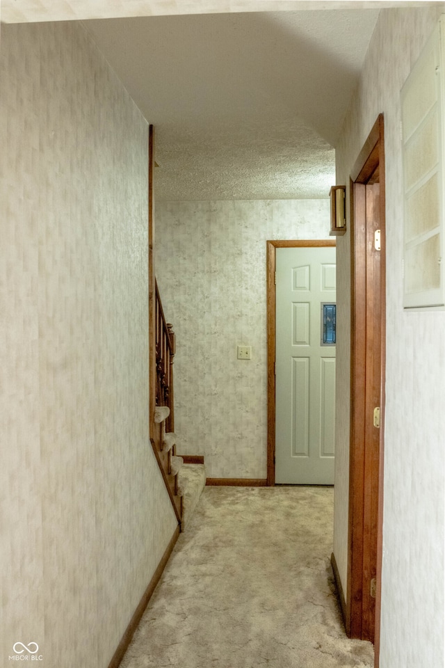 3401 N 75 W, Cayuga, IN 47928 - hallway with carpet flooring and stairway