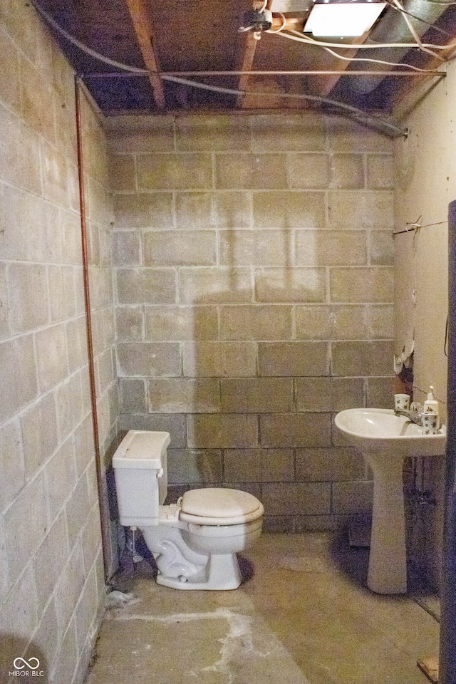 3401 N 75 W, Cayuga, IN 47928 - bathroom with toilet and concrete block wall