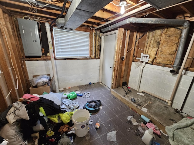 3836 N Wittfield St, Indianapolis, IN 46235 - below grade area with electric panel and concrete block wall