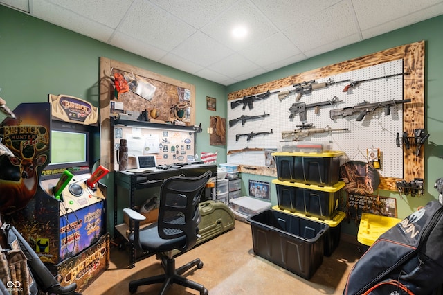 6420 Colt Ln, Anderson, IN 46013 - office with a paneled ceiling and a workshop area