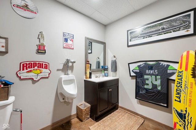 6420 Colt Ln, Anderson, IN 46013 - half bath with a drop ceiling and vanity
