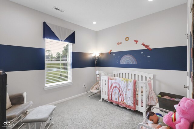 757 Carson Ln, Greenfield, IN 46140 - bedroom featuring carpet floors, a crib, and recessed lighting