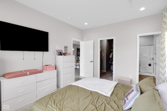757 Carson Ln, Greenfield, IN 46140 - carpeted bedroom featuring a spacious closet, recessed lighting, ensuite bathroom, and a closet