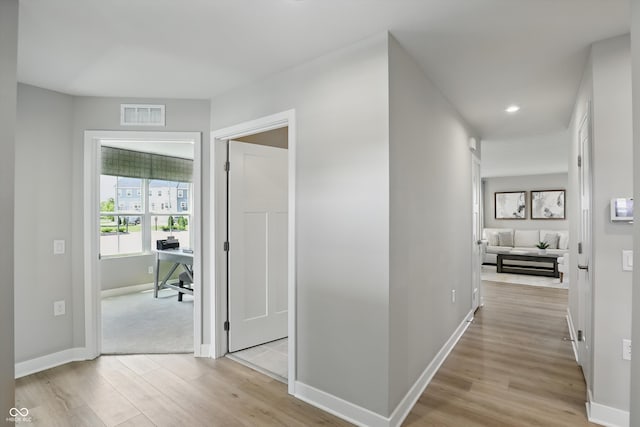 4182 Hume Ave, Plainfield, IN 46168 - hallway with light wood-style floors, an office area, and recessed lighting