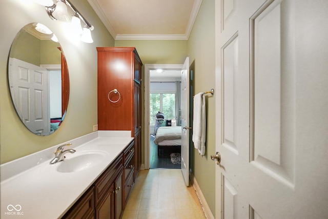 5720 Hickory Hollow Dr, Plainfield, IN 46168 - ensuite bathroom featuring vanity and ornamental molding