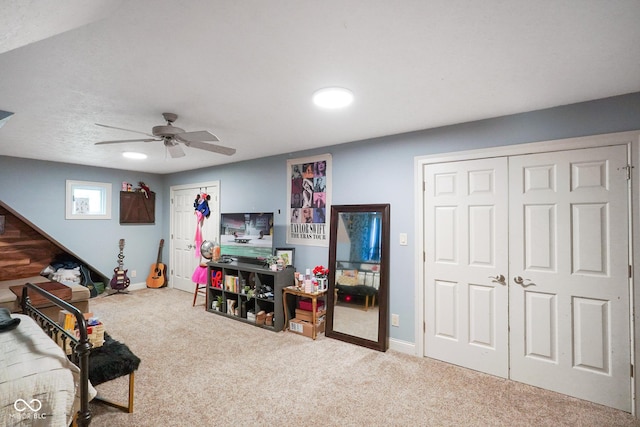5720 Hickory Hollow Dr, Plainfield, IN 46168 - bedroom with carpet floors, a ceiling fan, recessed lighting, and a closet