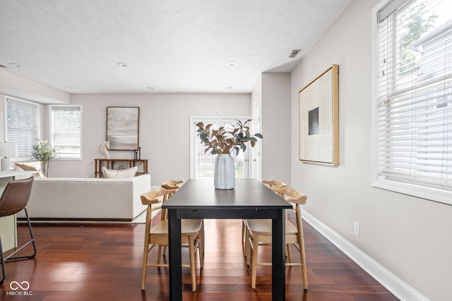 2015 N College Ave, Indianapolis, IN 46202 - dining area featuring dark wood finished floors, recessed lighting, and a textured ceiling