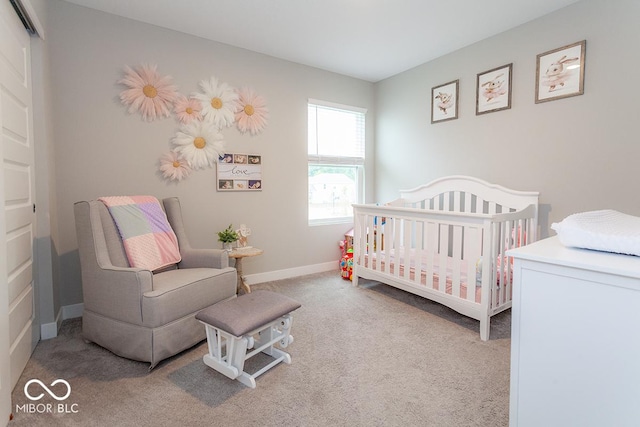 9309 Kellner St, Pendleton, IN 46064 - carpeted bedroom featuring a crib and baseboards