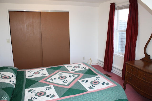 6052 N Deckshire Ln, Shirley, IN 47384 - carpeted bedroom with baseboard heating and a closet