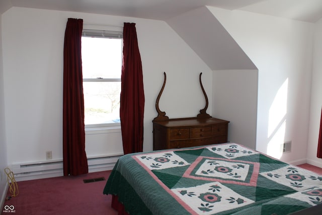 6052 N Deckshire Ln, Shirley, IN 47384 - carpeted bedroom featuring multiple windows, lofted ceiling, and baseboard heating