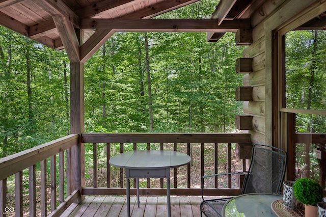 3715 Orchard Rd, Columbus, IN 47201 - wooden terrace featuring a forest view