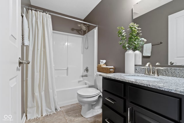9476 Oakley Dr, Indianapolis, IN 46260 - bathroom featuring vanity, shower / bath combo, and tile patterned floors