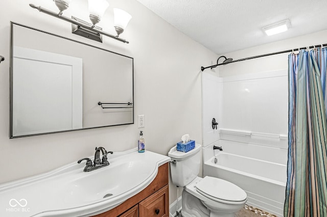 3760 Brill Rd, Indianapolis, IN 46227 - bathroom with shower / bath combination with curtain, vanity, and a textured ceiling
