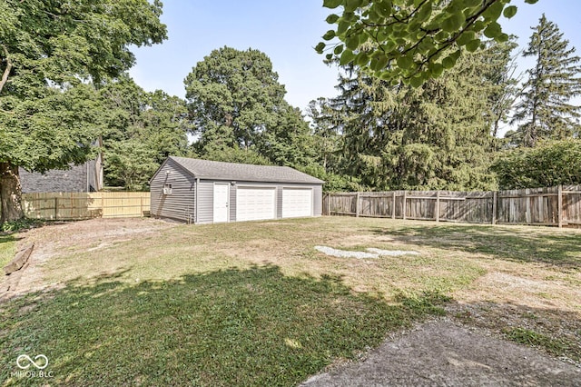 3760 Brill Rd, Indianapolis, IN 46227 - fenced backyard with a detached garage and an outbuilding
