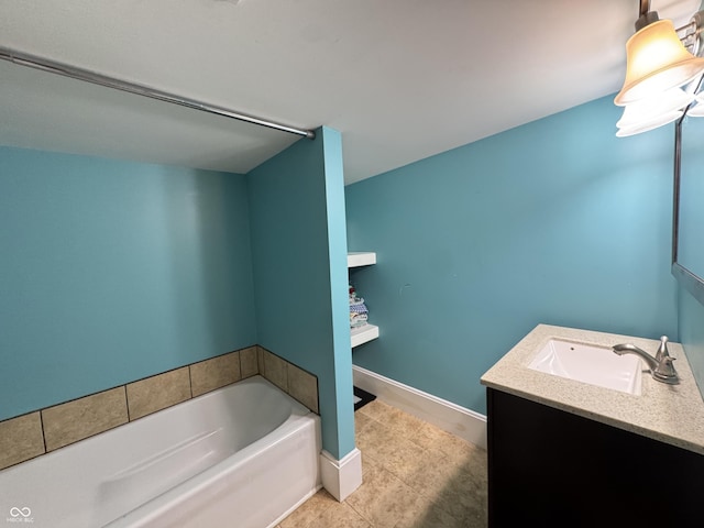 817 Pearl St, Covington, IN 47932 - bathroom with a bath, vanity, and tile patterned floors