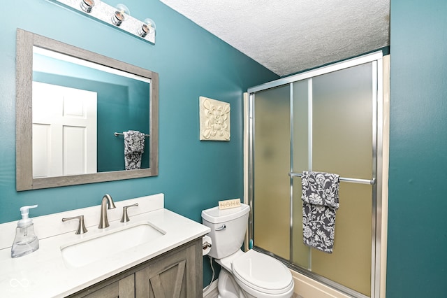 5826 Winding Way Ln, Indianapolis, IN 46220 - bathroom with a textured ceiling, vanity, and a stall shower