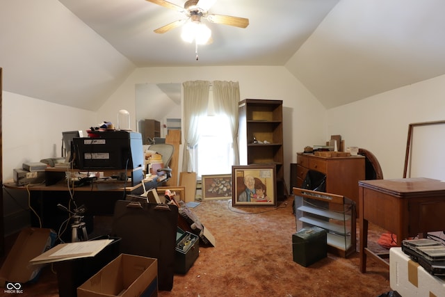 633 N E St, Greenfield, IN 46140 - carpeted office space with ceiling fan and lofted ceiling
