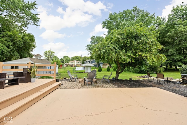 6429 Walnut Way, Brownsburg, IN 46112 - view of patio / terrace featuring an outdoor fire pit and a deck