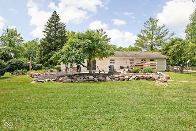 6429 Walnut Way, Brownsburg, IN 46112 - rear view of property featuring a yard, a deck, and a patio area