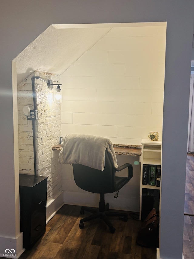 597 W Adams St, Franklin, IN 46131 - office featuring dark wood-style flooring and lofted ceiling